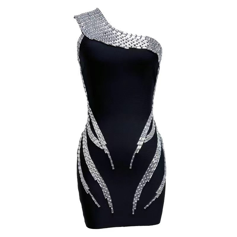 Women's Short Bandage One-piece Dress Black