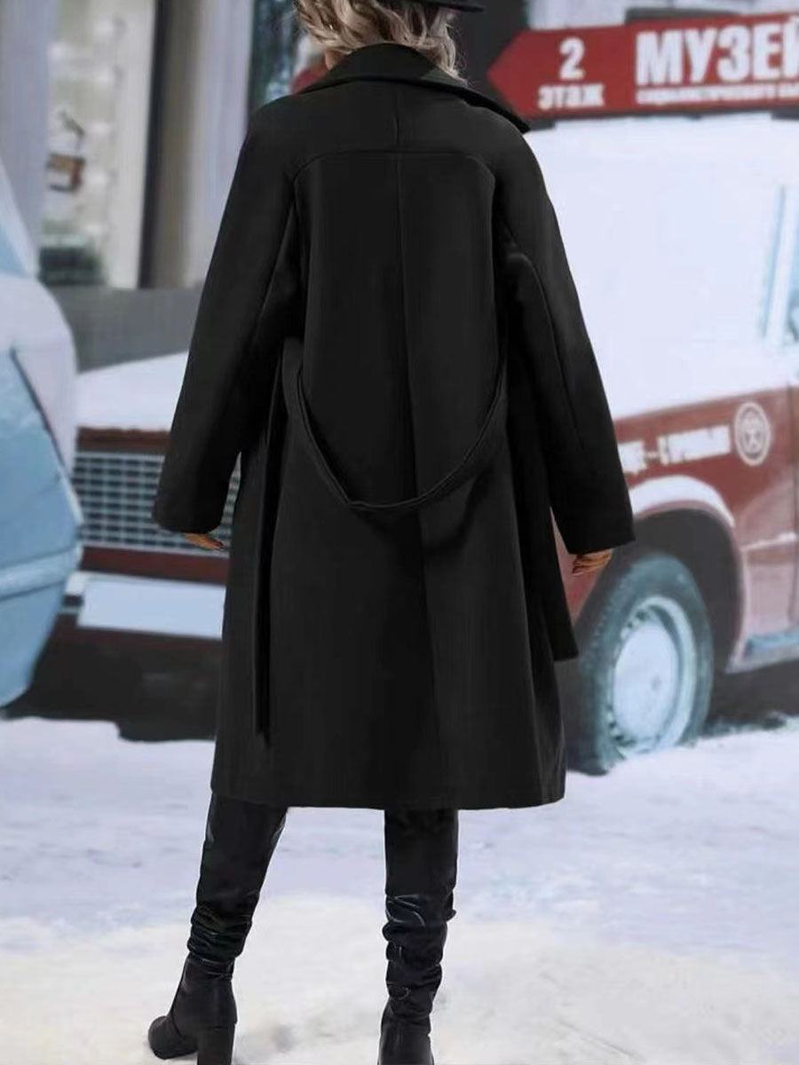 Women’s Double-breasted Trench Coat With Belt Winter