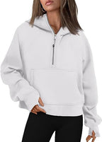 Women’s Zipper Hoodies Sweatshirt White