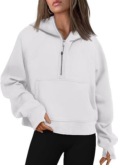 Women’s Zipper Hoodies Sweatshirt White