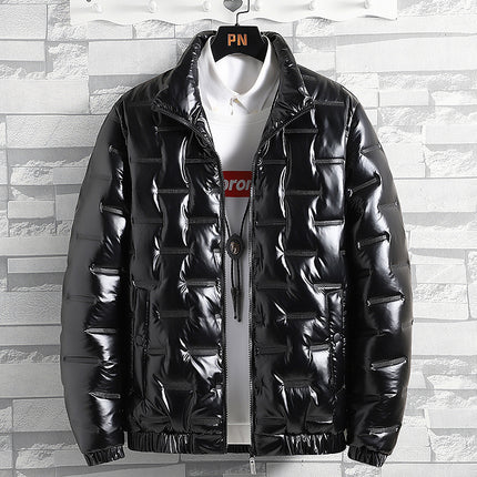 Men's Glossy Stand-up Collar Casual Jacket