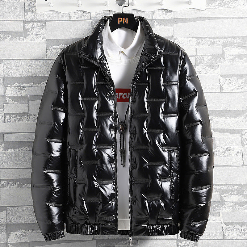 Men's Glossy Stand-up Collar Casual Jacket