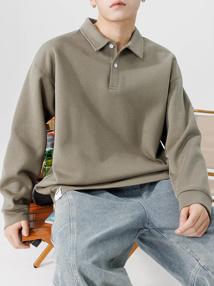 Men’s Polo Collar Pullover gray green