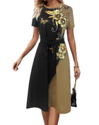 SS Printed Dress Khaki H