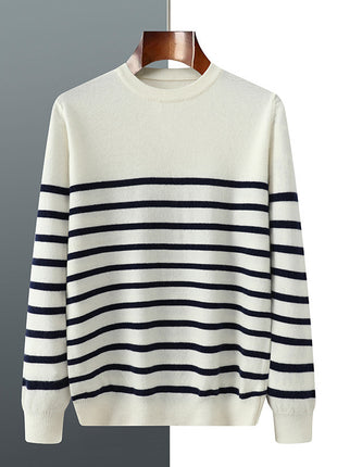 SS Men's Striped Sweater White