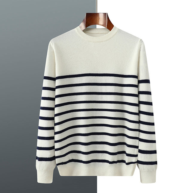 Casual Men's Striped Sweater White