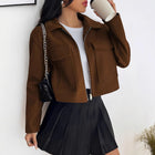 Autumn And Winter Long-sleeve Zipper Jacket Brown