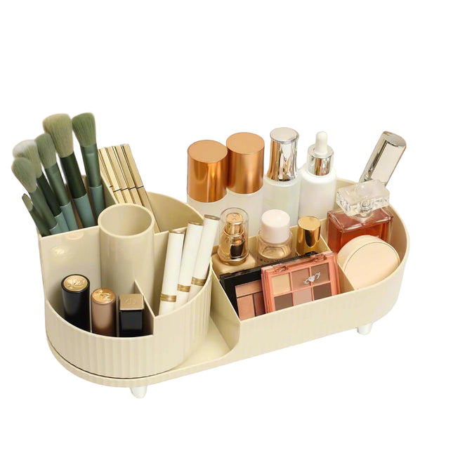 Makeup Organizer Countertop Rotating Makeup Organizer Cream white