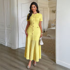 Women’s Elegant Sheath Dress Yellow
