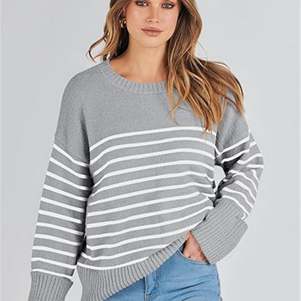 Women's Oversized Plush Knitted Thick Thermal Sweater Gray