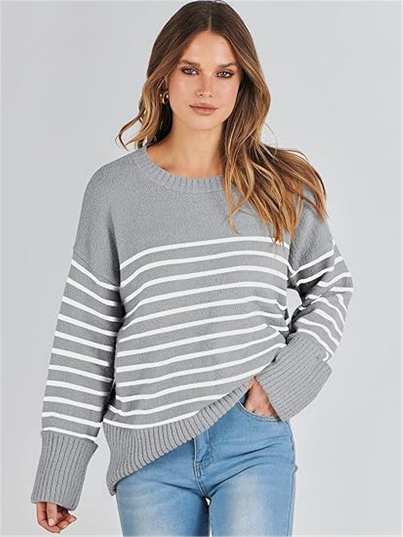 Women's Oversized Plush Knitted Thick Thermal Sweater Gray
