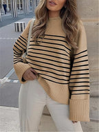 Women's Oversized Plush Knitted Thick Thermal Sweater Camel