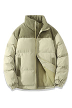 Winter Contrast-colored Padded Jacket Unisex Light green