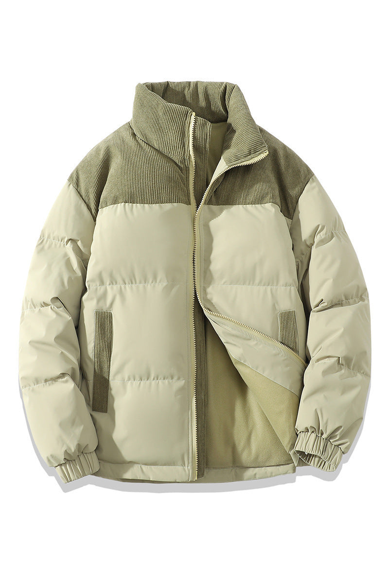 Winter Contrast-colored Padded Jacket Unisex Light green
