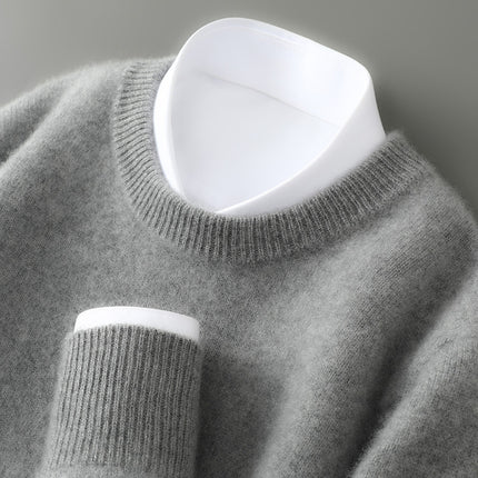 Men's Half-high Collar Thickened Pullover Dark Gray Round Neck