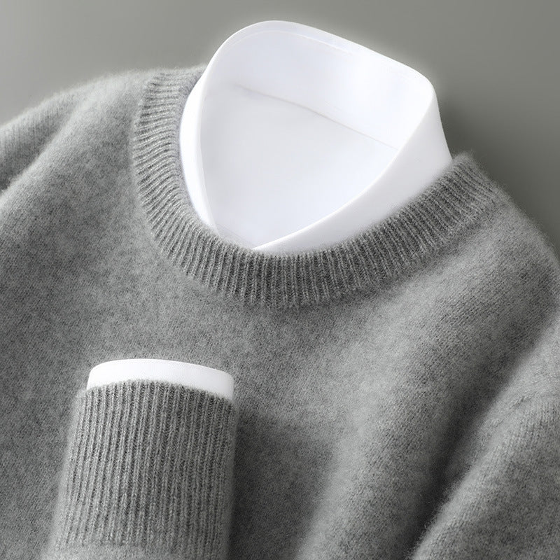 Men's Half-high Collar Thickened Pullover Dark Gray Round Neck