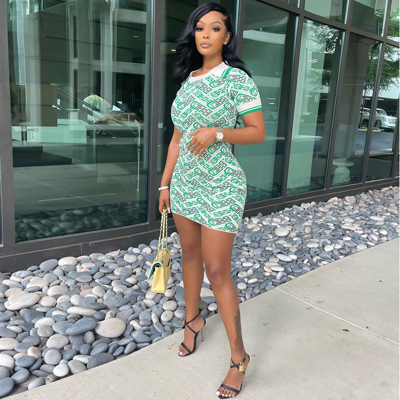 Polo Digital Printing Short Dress