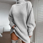 Warm Women Sweater Dress Light Gray