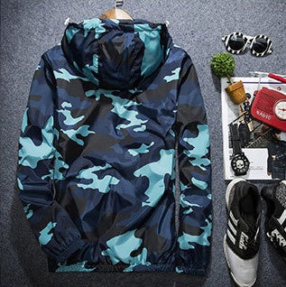 Camouflage Jackets Casual Mens Hooded Luminous Zipper Jacket