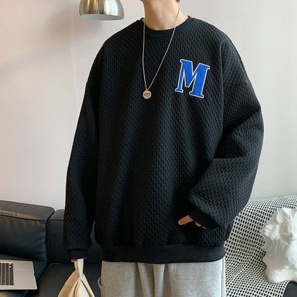 Plaid Letter Embroidery Sweater Men