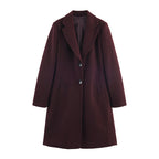 SS Fall Soft Padded Shoulder Overcoat Wine red
