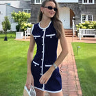Classic Style Elegant Sexy Dress dark blue