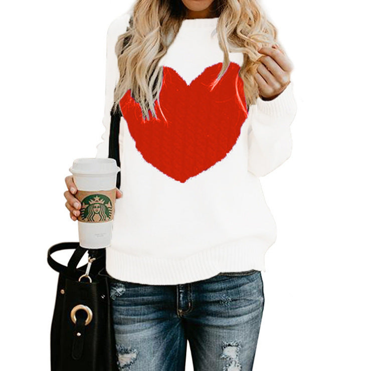 Love Printed Pullover Sweater White