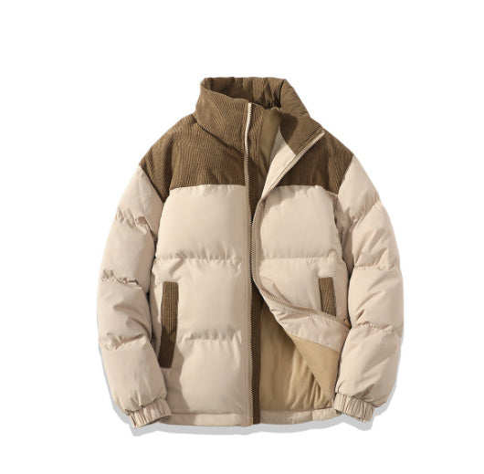 Winter Contrast-colored Padded Jacket Unisex Coffee