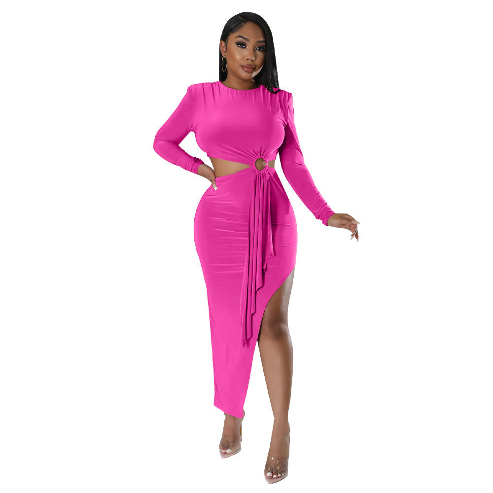 Sexy Open Waist Dress Rose Red