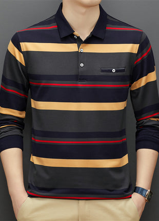 SS Men's Striped Polo Top Dark Gray