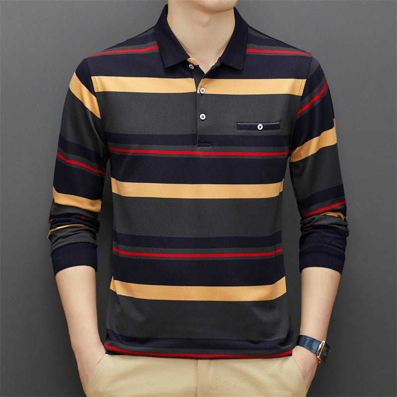 Men's Striped Polo Top Dark Gray