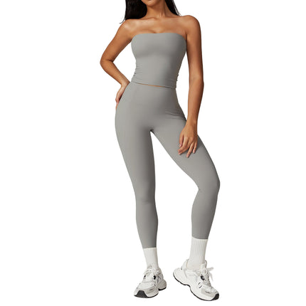 Brushed Back Hip Lifting Sports Suit 8793 grey