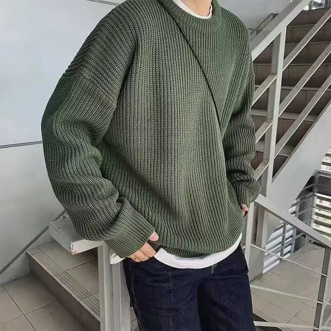 Loose Casual Retro Trendy Sweater Green