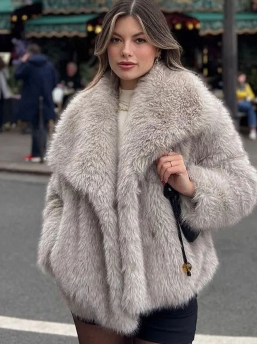 Winter Plush Coat Fashion Thicken Lapel Outwear Jacket