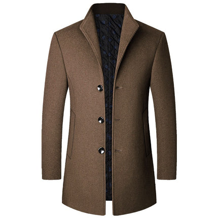 Autumn And Winter Casual Woollen Coat Men Coffee