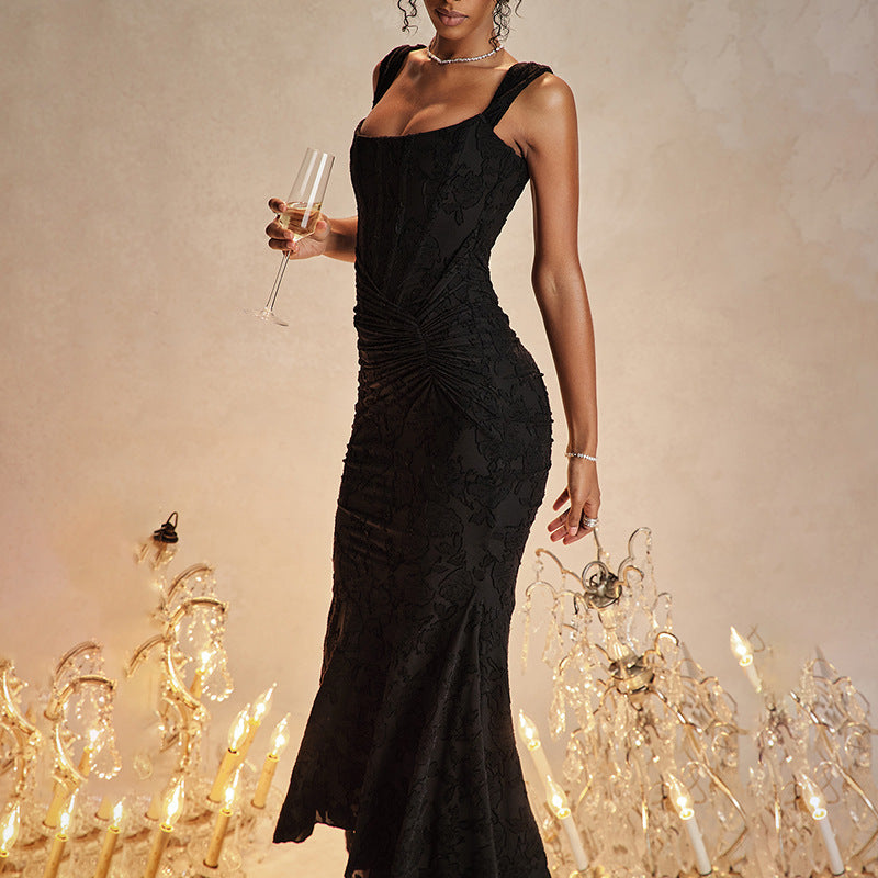 SS Ruched Dress Black