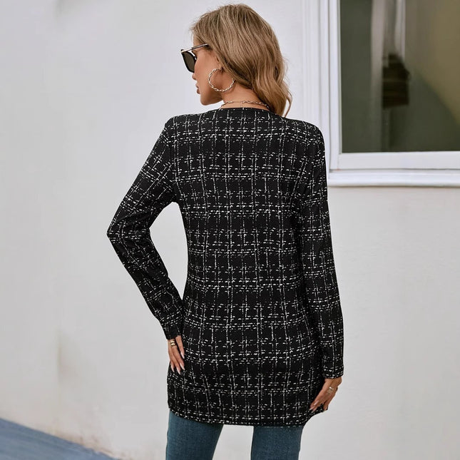 Casual Elegant Plaid Cardigan