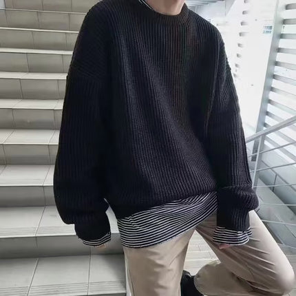 Loose Casual Retro Trendy Sweater Black