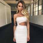 Slim One-shoulder Short Dress White