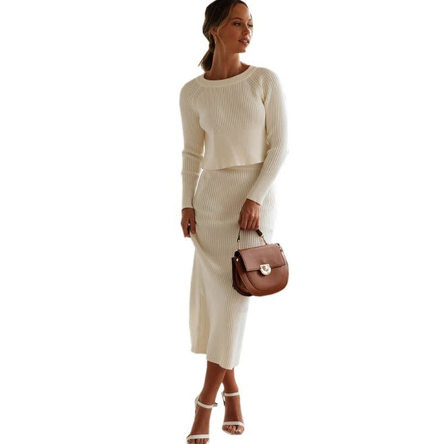 Women's Knitting Sweater Two Piece White
