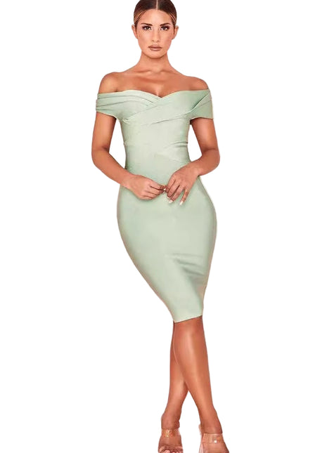 SS Shoulder Bandage Dress Light green