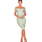 Shoulder Bandage One-piece Dress Light green
