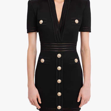 Sexy knitted short-sleeved dress