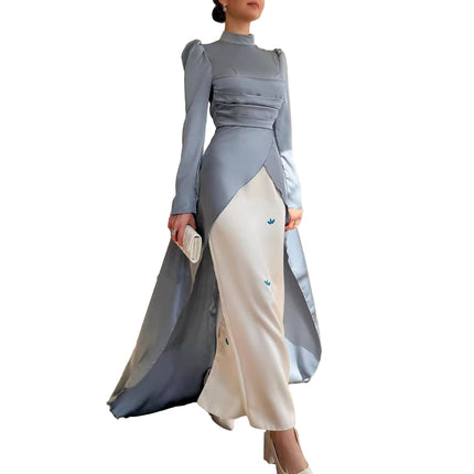 Pleated Stitching Sleeves Dress