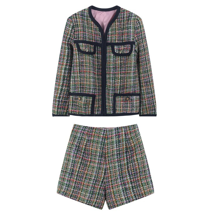 Coat Knitting Cardigan Shorts Suit
