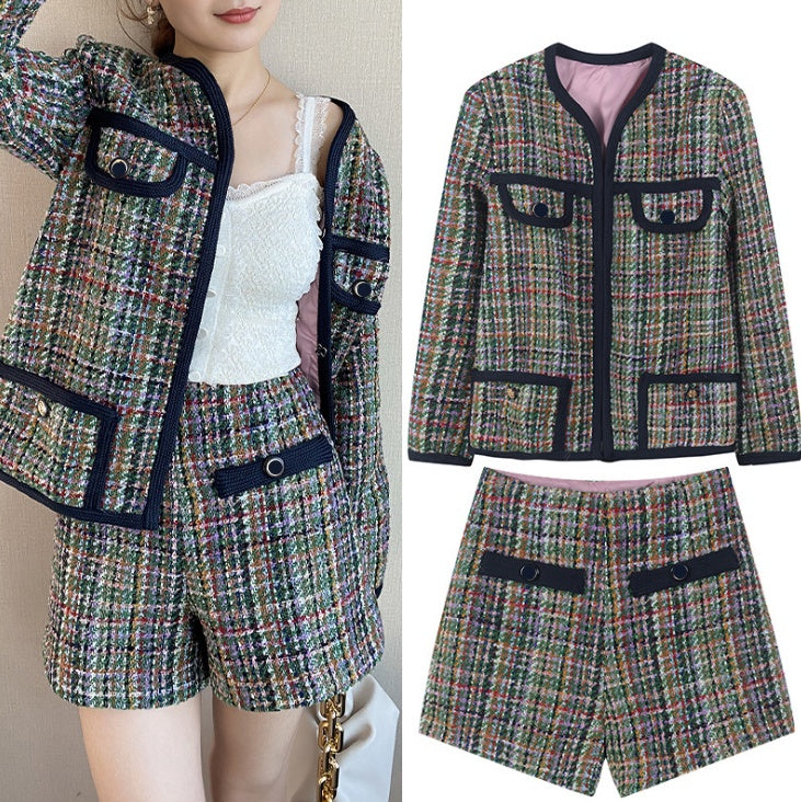 Coat Knitting Cardigan Shorts Suit