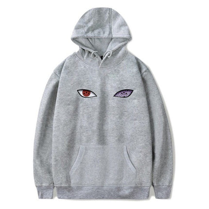 Men's Staring Eyes Print Unisex Hoodie Gray