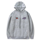 Men's Staring Eyes Print Unisex Hoodie Gray