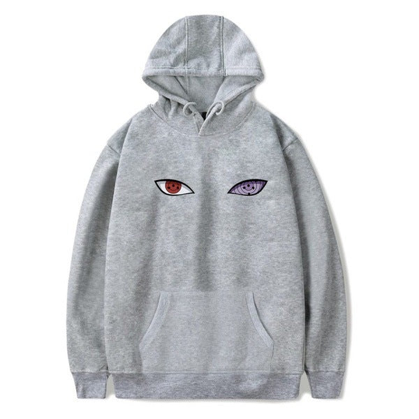 Men's Staring Eyes Print Unisex Hoodie Gray