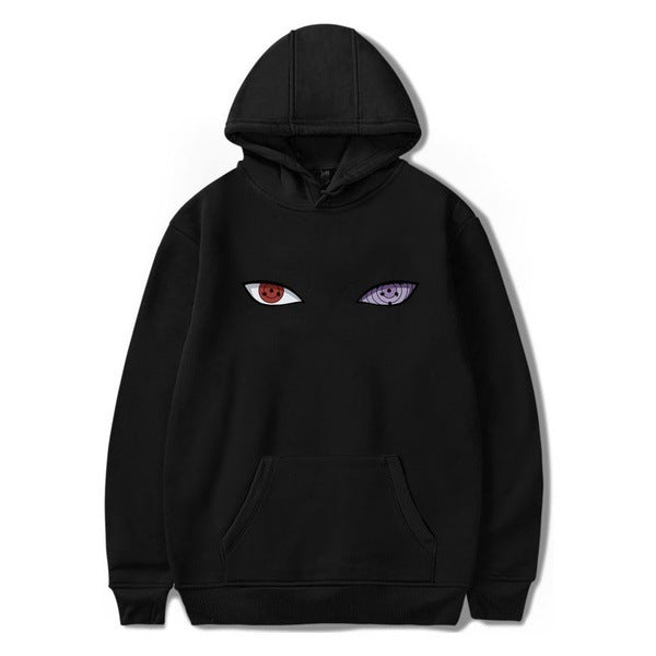 Men's Staring Eyes Print Unisex Hoodie Black